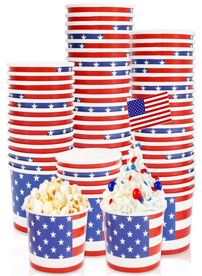 Whaline 50Pcs Patriotic Treat Snack Cups American Flag Disposable Paper Bowls 6.5oz Patriotic Paper Cups Ice Cream Bowl for 4th of July Dessert Treats Independence Day Party Favor Supplies Decor - Image 1